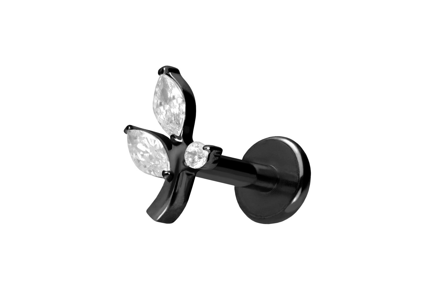 Titan Labret Piercing mit Innengewinde KRISTALLZWEIG